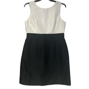 Talbots Black White Honeycomb Patterned Textured Sleeveless Sheath Dress Size 14